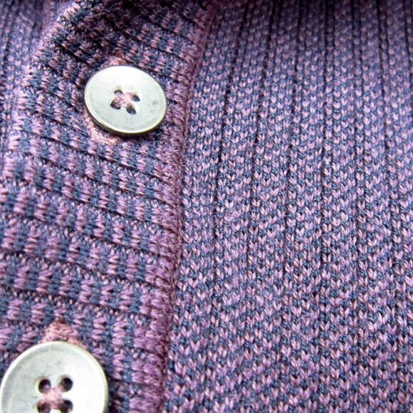 PRISTINE St. Croix Knits Wool & Cotton Blend Purple Henley Polo Sweater XL XLT - Picture 3 of 5